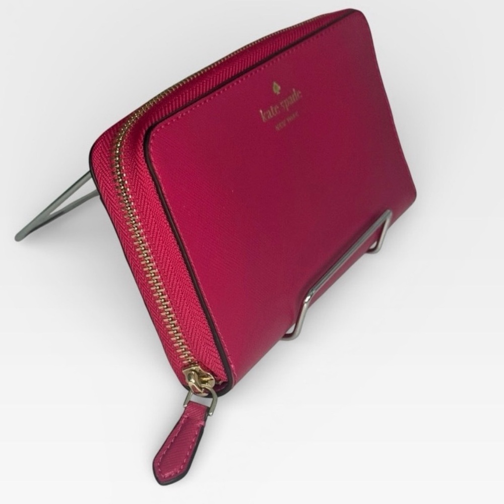 Kate Spade New York Pink Saffiano Leather Zip Around Wallet Continental - Picture 3 of 6